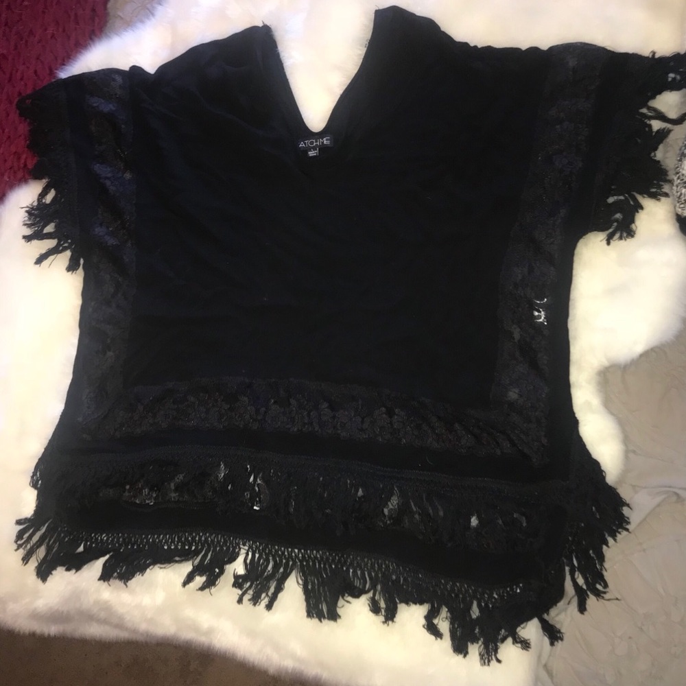 BLACK TASSEL BLOUSE